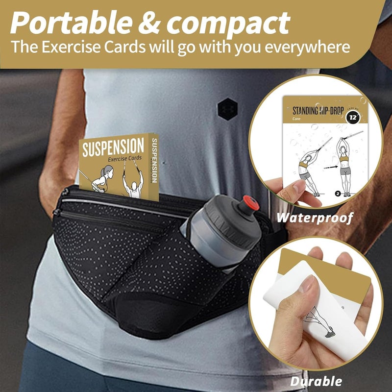 ELAORY Suspension Workout Cards, 62 Exercises Cards Deck Large Size 5" x 3.5" Fitness Cards for Women & Men, Beginner Fitness Guide to Training Exercises at Home or Gym (Suspension, Vol 1) - Image 4